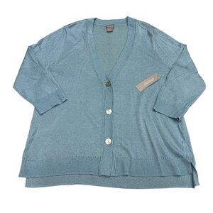 Chico's Women's Button Front 3/4 Sleeves Shimmer Knit Cardigan Lightweight, Sz 2